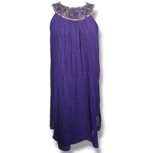 Maggy London Petites silk dress with beaded neckline. 6P